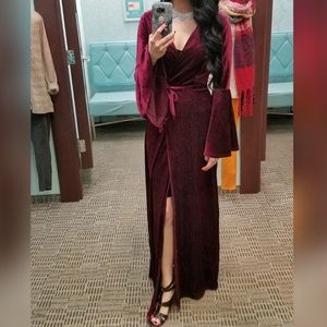 Gorgeous red and silver thread velvet dress